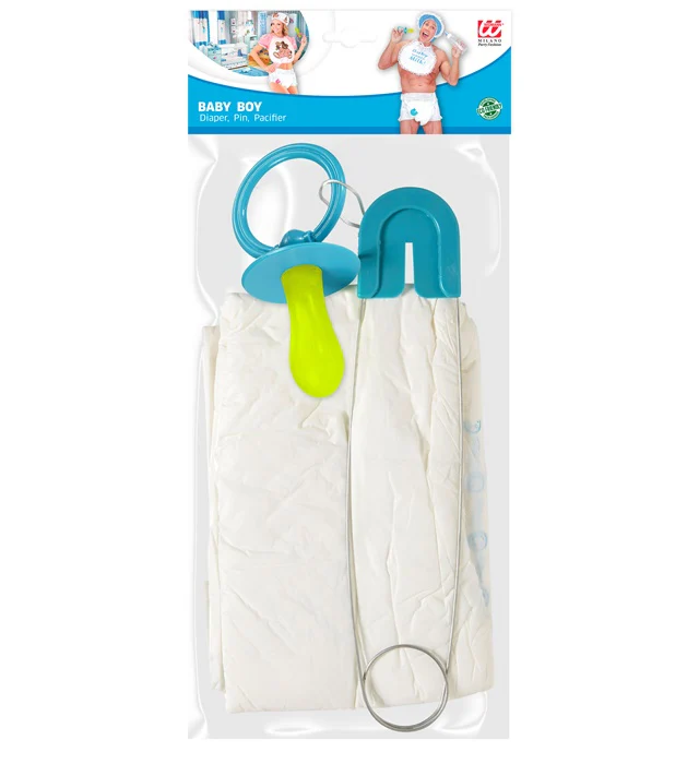 Blue Baby Diaper Pin and Pacifier Adult Set - Image 4