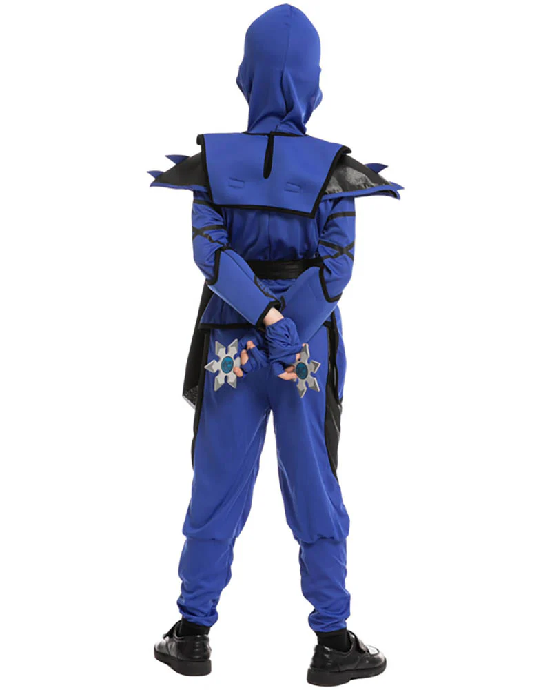 Blue Ninja Combat Kids Costume - Image 2