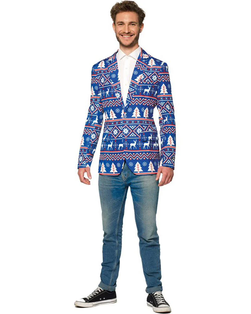 Blue Nordic Christmas Mens Suitmeister Jacket - Image 3