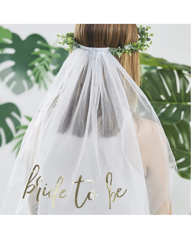 Botanical Hen Party Eucalyptus Bridal Crown with Veil - Image 2