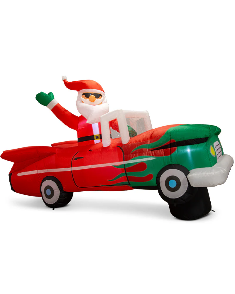 Bouncing Santa Hot Rod Christmas Inflatable 2.5m - Image 2
