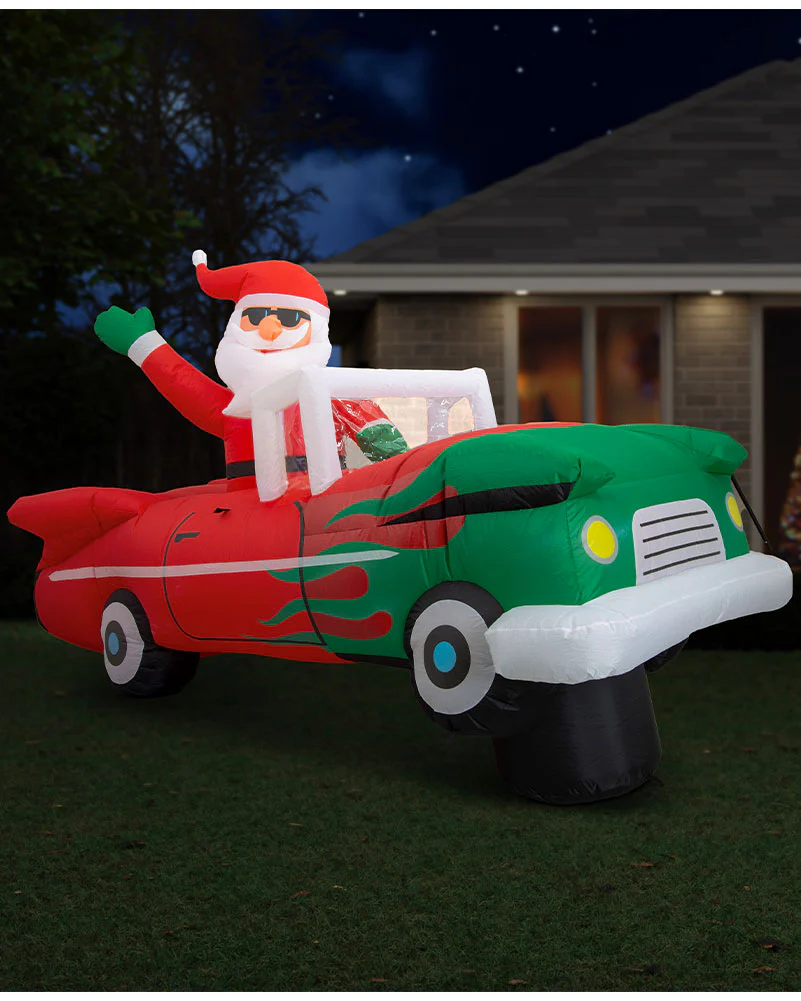 Bouncing Santa Hot Rod Christmas Inflatable 2.5m - Image 3