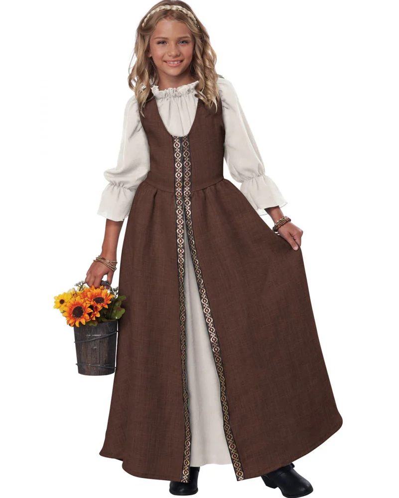 Brown Renaissance Faire Dress Girls Book Week Costume