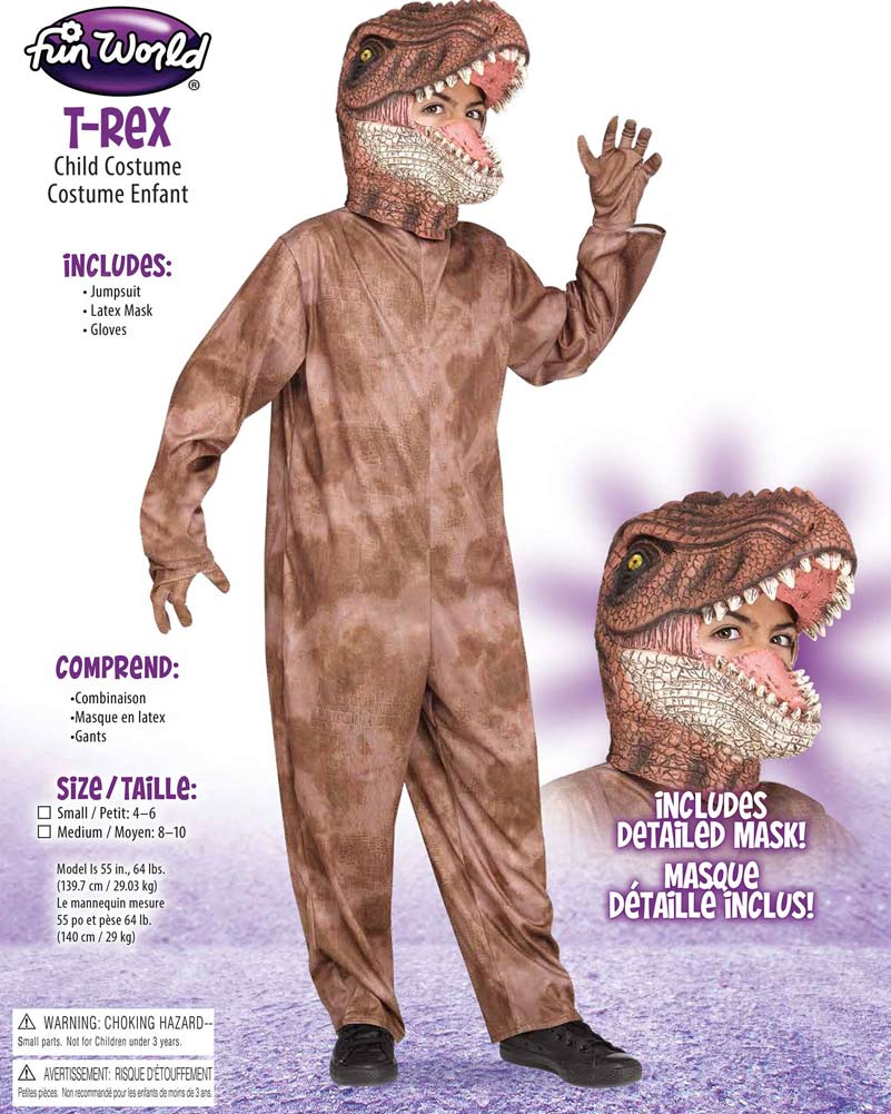 Brown T Rex Boys Costume - Image 3