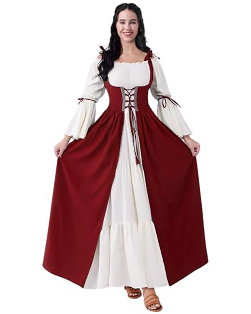 Burgundy Medieval Renaissance Womens Costume - Image 2