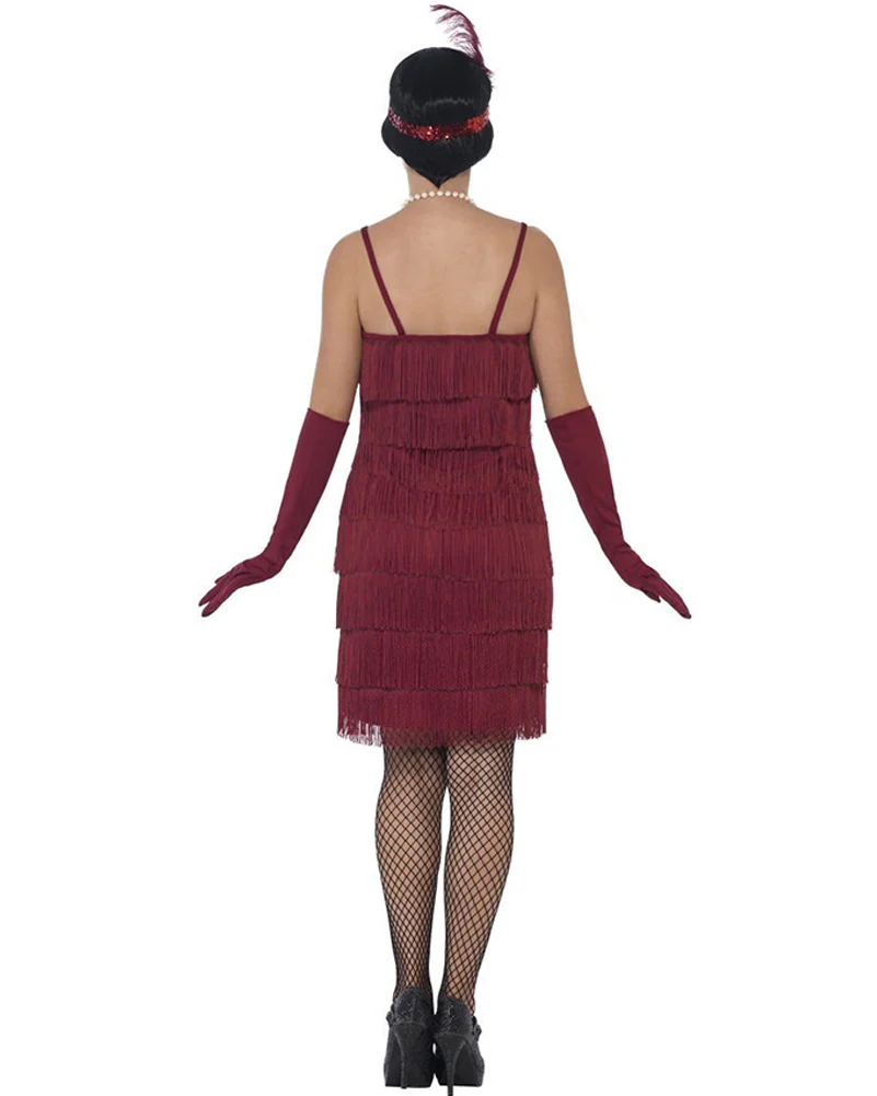 20s Burgundy Red Flapper Womens Costume - Image 3