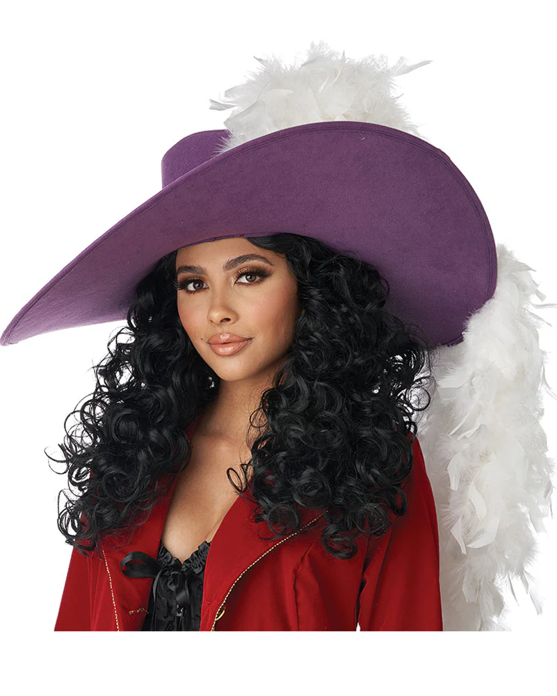 Captain Hook Long Curly Black Wig - Image 2
