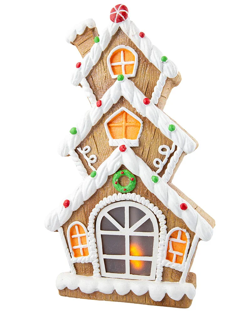 Ceramic Iced Gingerbread House LED Christmas Decoration 41cm - Image 2