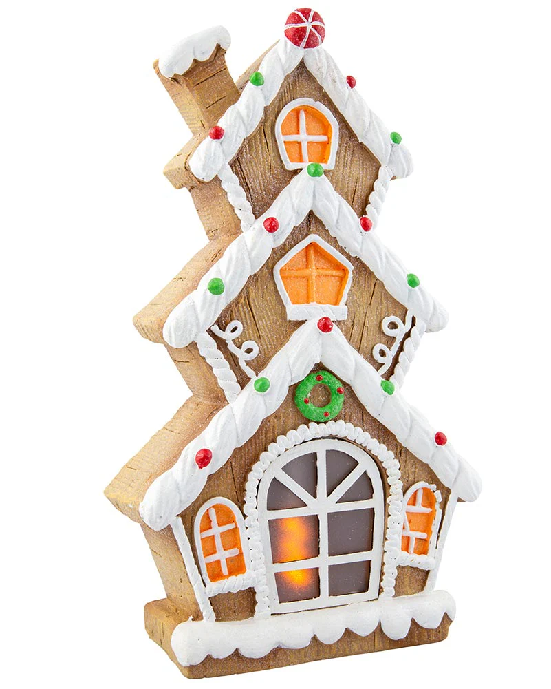 Ceramic Iced Gingerbread House LED Christmas Decoration 41cm - Image 3