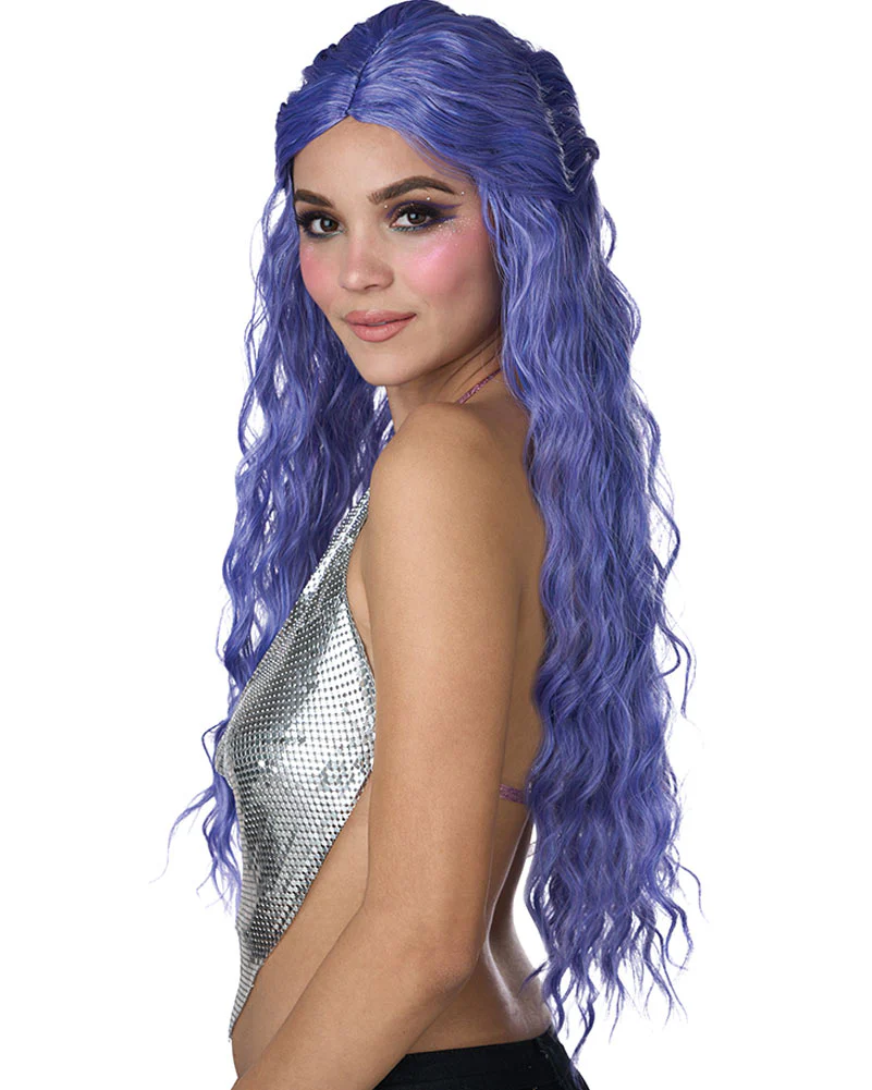 Charmed Tresses Long Curly Purple Wig - Image 2