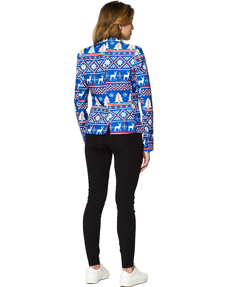 Christmas Blue Nordic Womens Suitmeister Jacket - Image 2