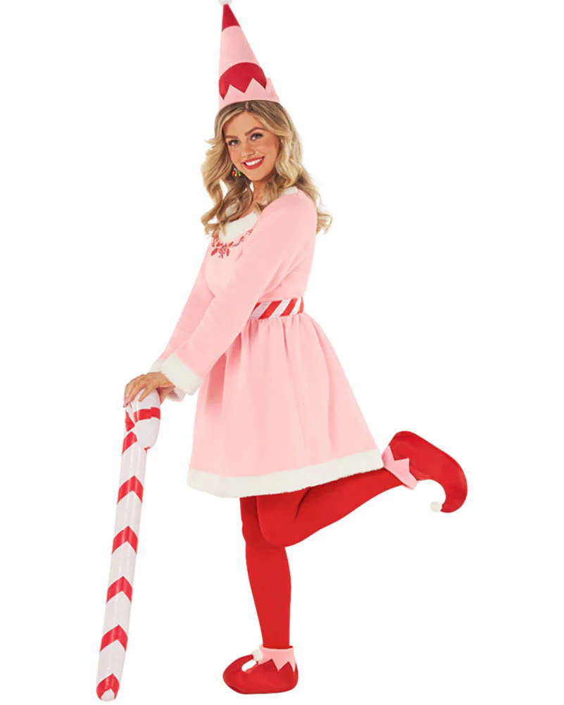 Christmas Elf Dress Pink Womens Costume - Image 4