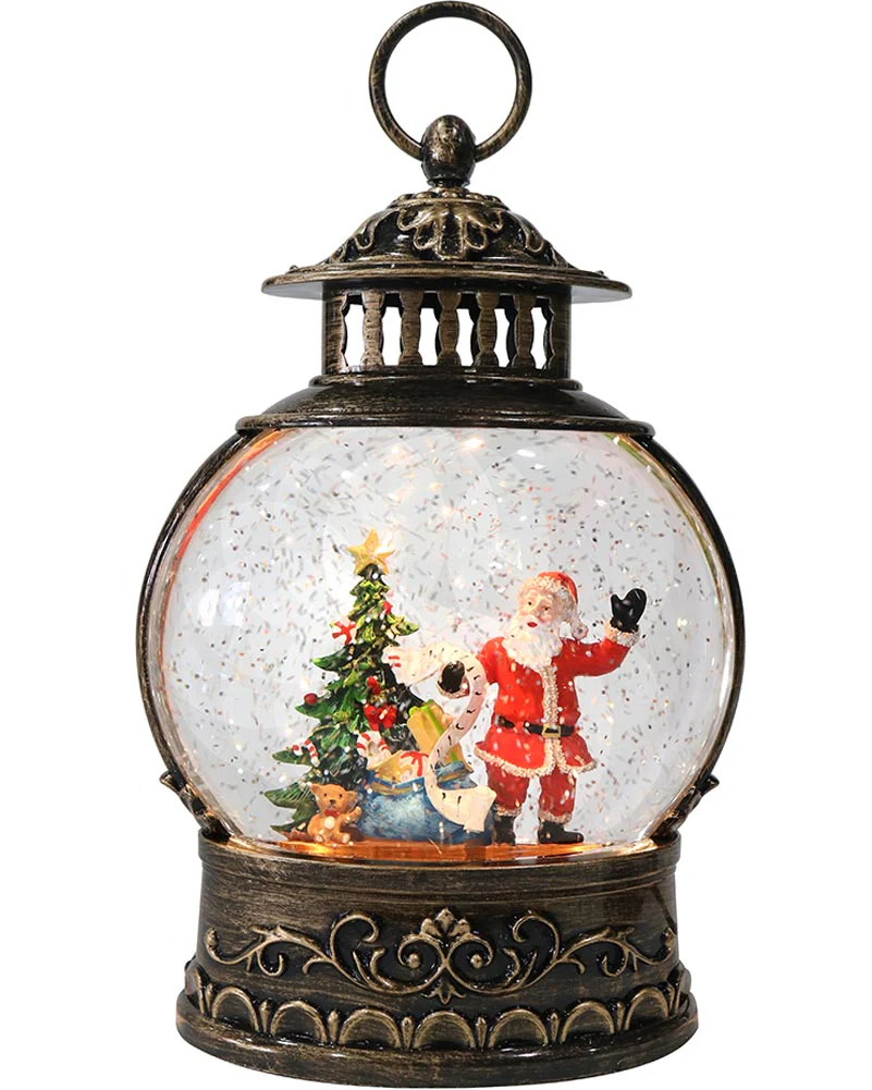 Christmas Glitter Swirl Musical Oval Santa Lantern USB - Image 3