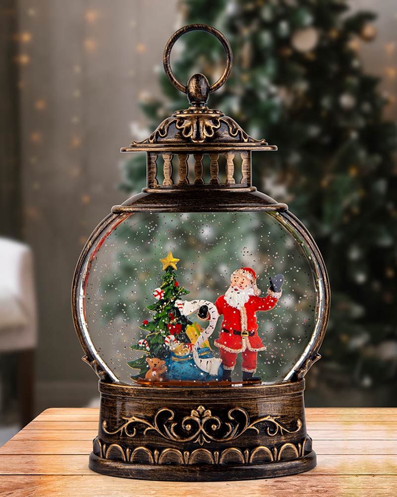 Christmas Glitter Swirl Musical Oval Santa Lantern USB - Image 4