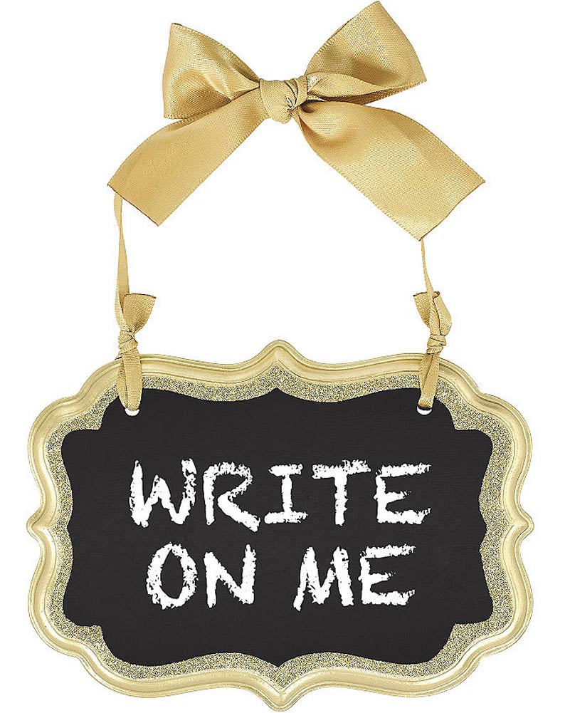 Christmas Gold Glitter and Bow Small Chalkboard Sign - Image 2