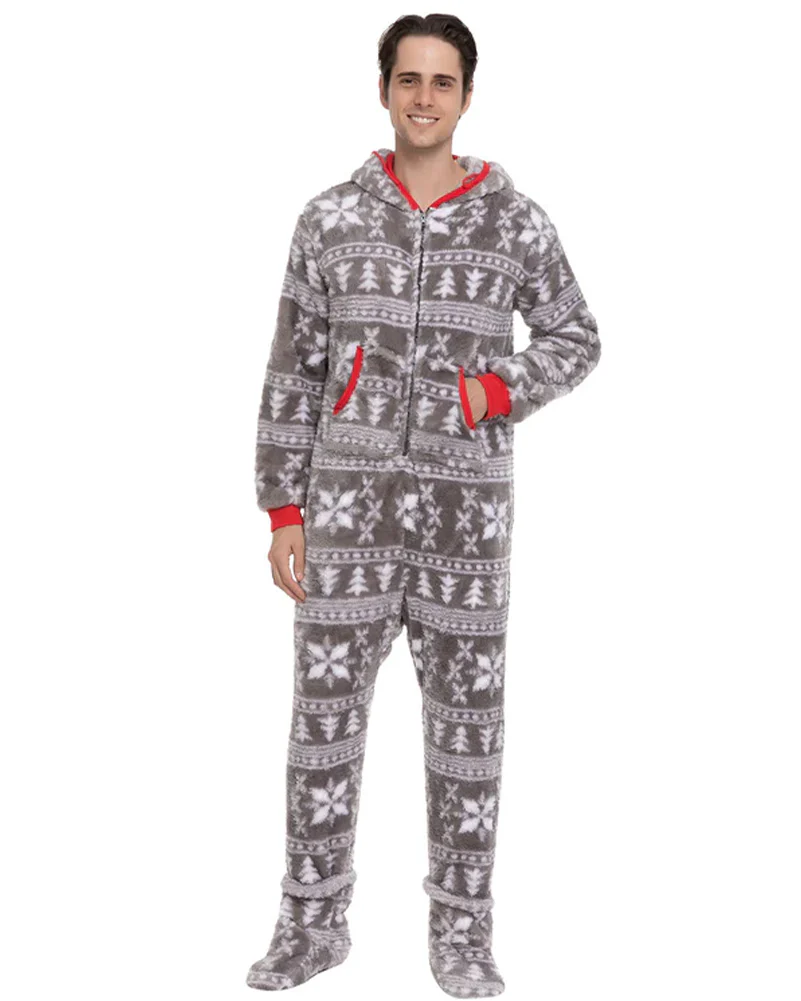 Christmas Grey Snowflake Adults Onesie - Image 4