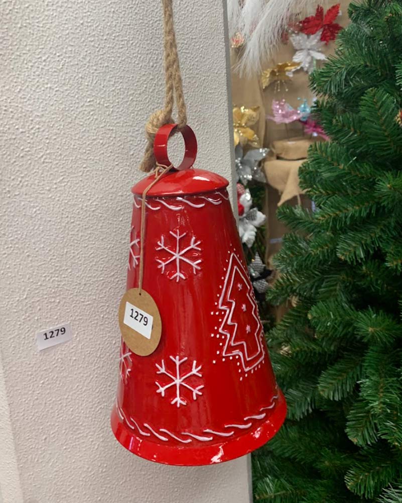 Christmas Metal Red Bell Embossed 29cm - Image 2