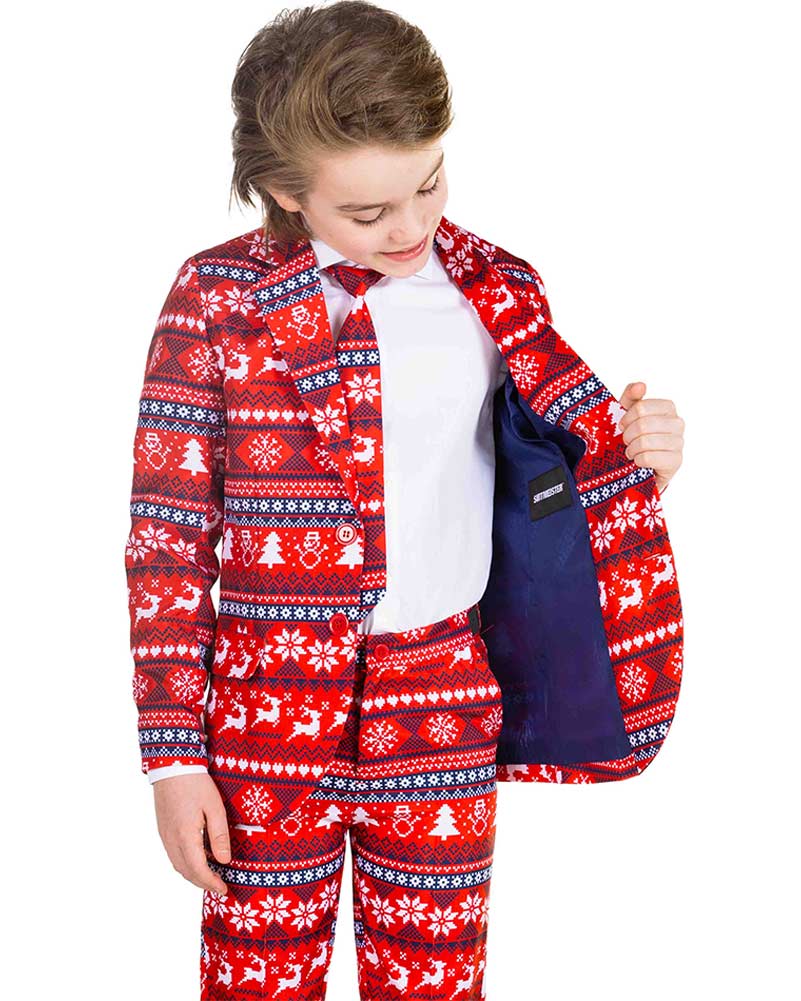 Christmas Red Nordic Pixel Boys Suitmeister - Image 4