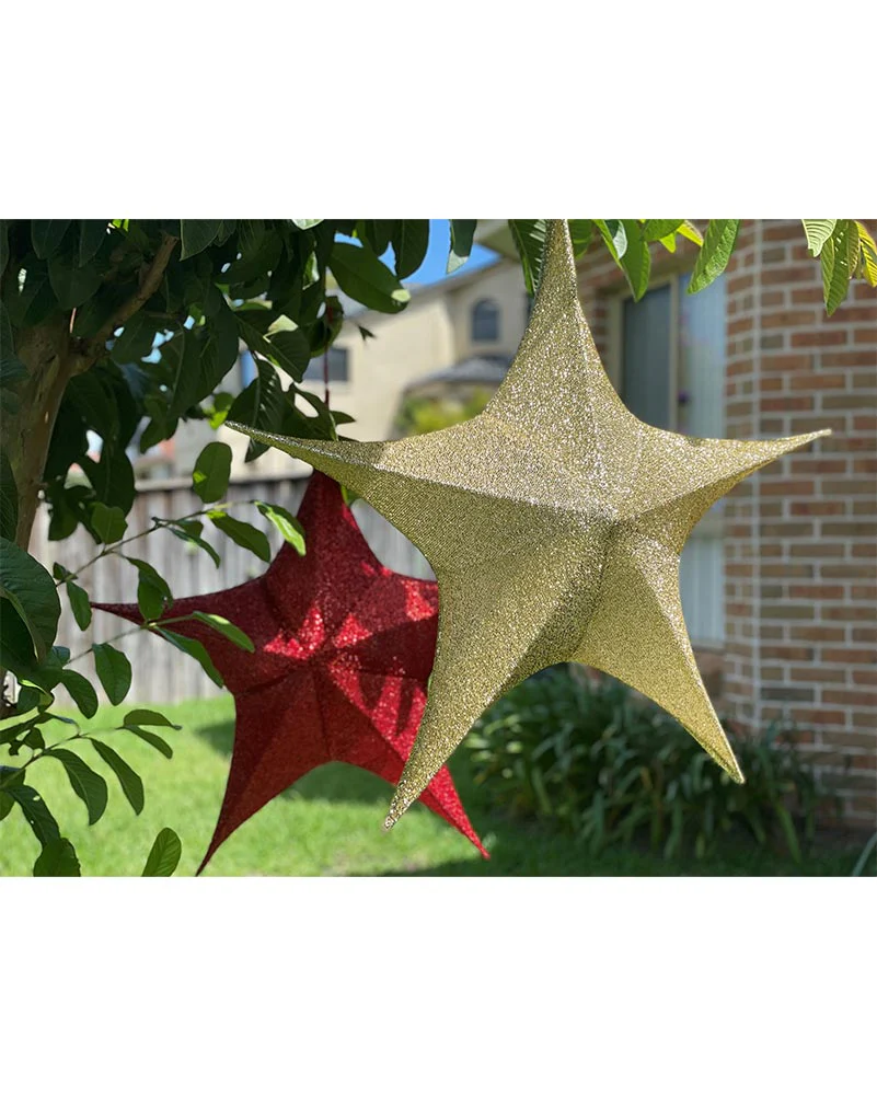 Christmas Red Pop-Up Tinsel Star 65cm - Image 4