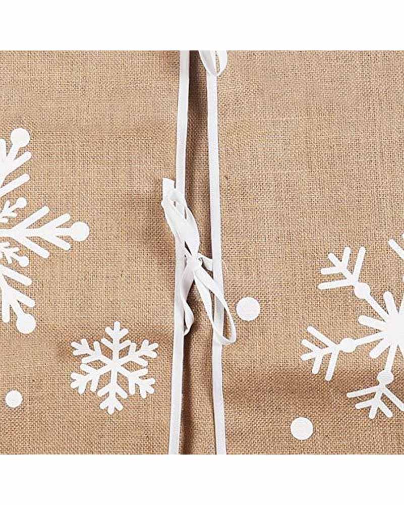 Christmas Snowflake Burlap Tree Skirt - Image 3