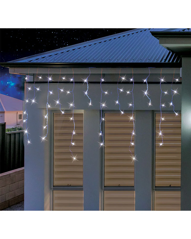 Christmas Solar Snowing Icicles 600 White 8.3m - Image 2
