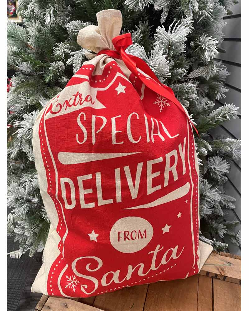 Christmas Special Delivery with Ribbon Cotton Sack 70cm - Image 2