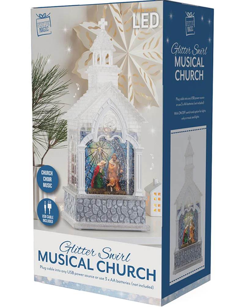 Christmas Swirl Musical Church Nativity USB - Image 6
