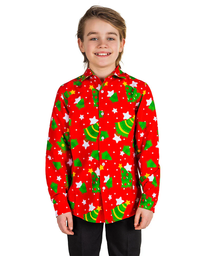 Christmas Trees Stars Boys Suitmeister Shirt - Image 4
