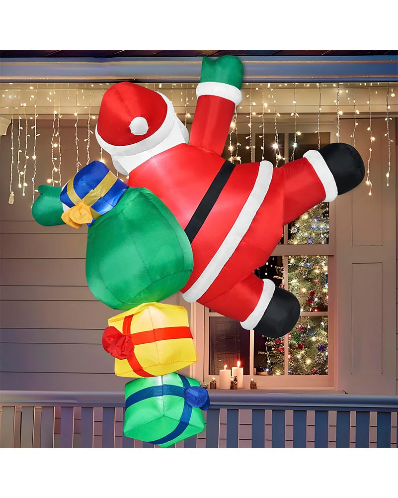 Climbing Santa with Gift Bag Inflatable Christmas Decoration 1.8m