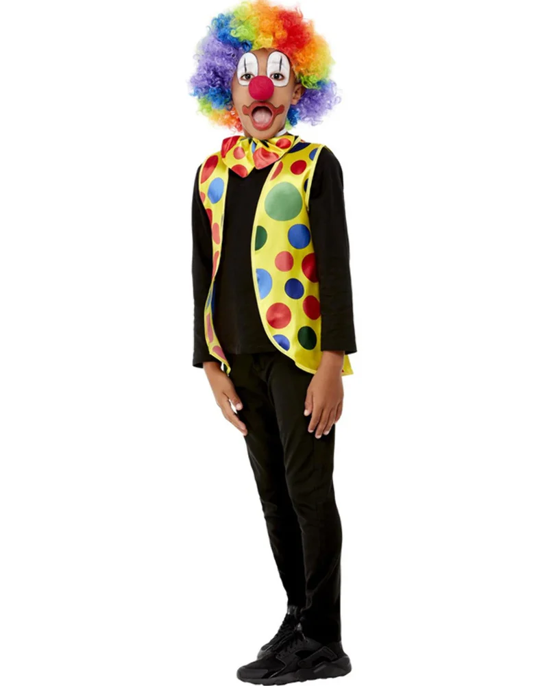 Colourful Clown Kids Waistcoat Nose and Bowtie Accessory Set - Image 2