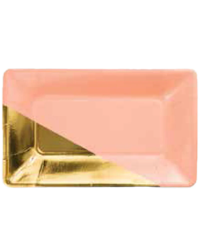 Coral and Gold 23cm Plates Pack of 8