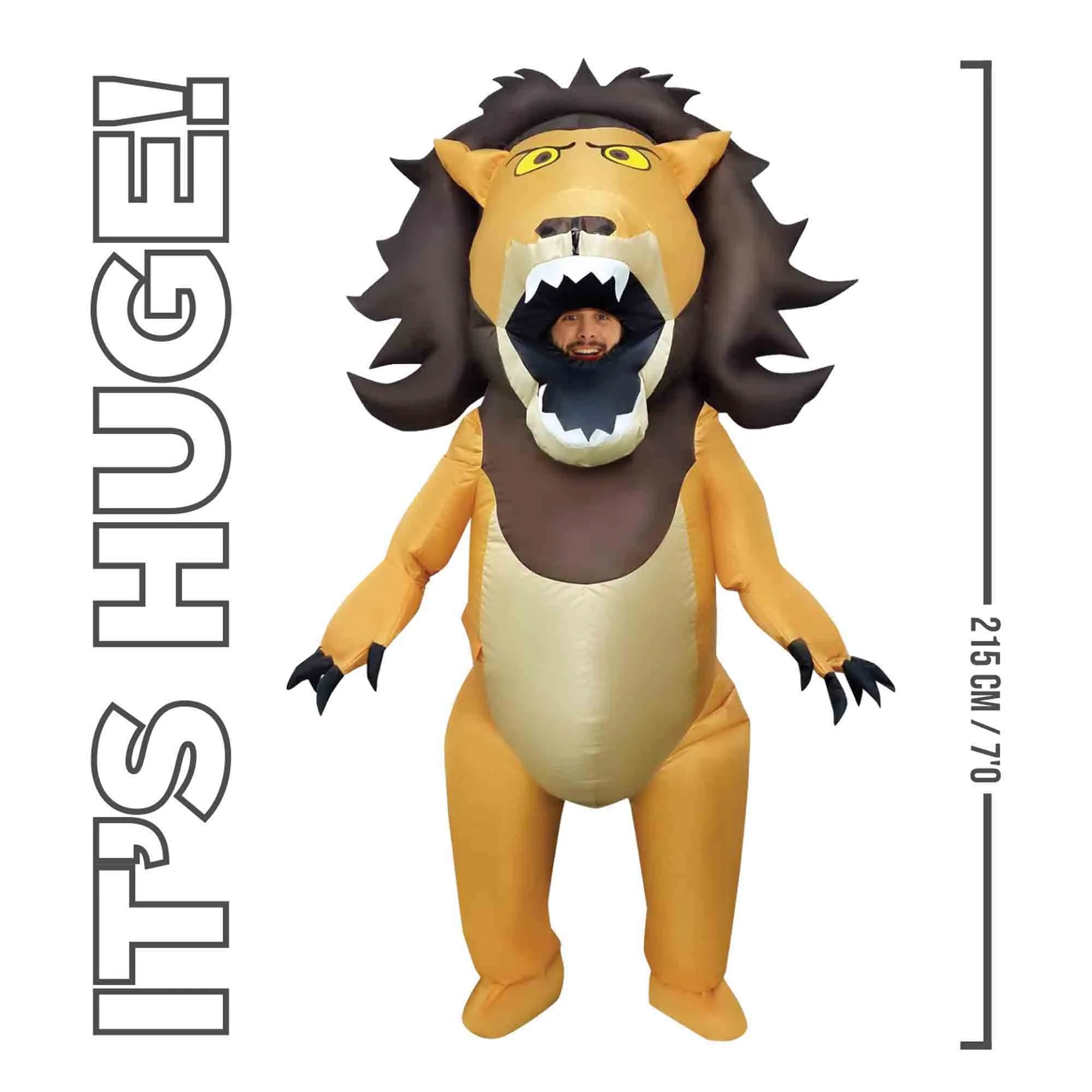 Big Mouth Inflatable Lion Adult Costume Standard Size - Image 2