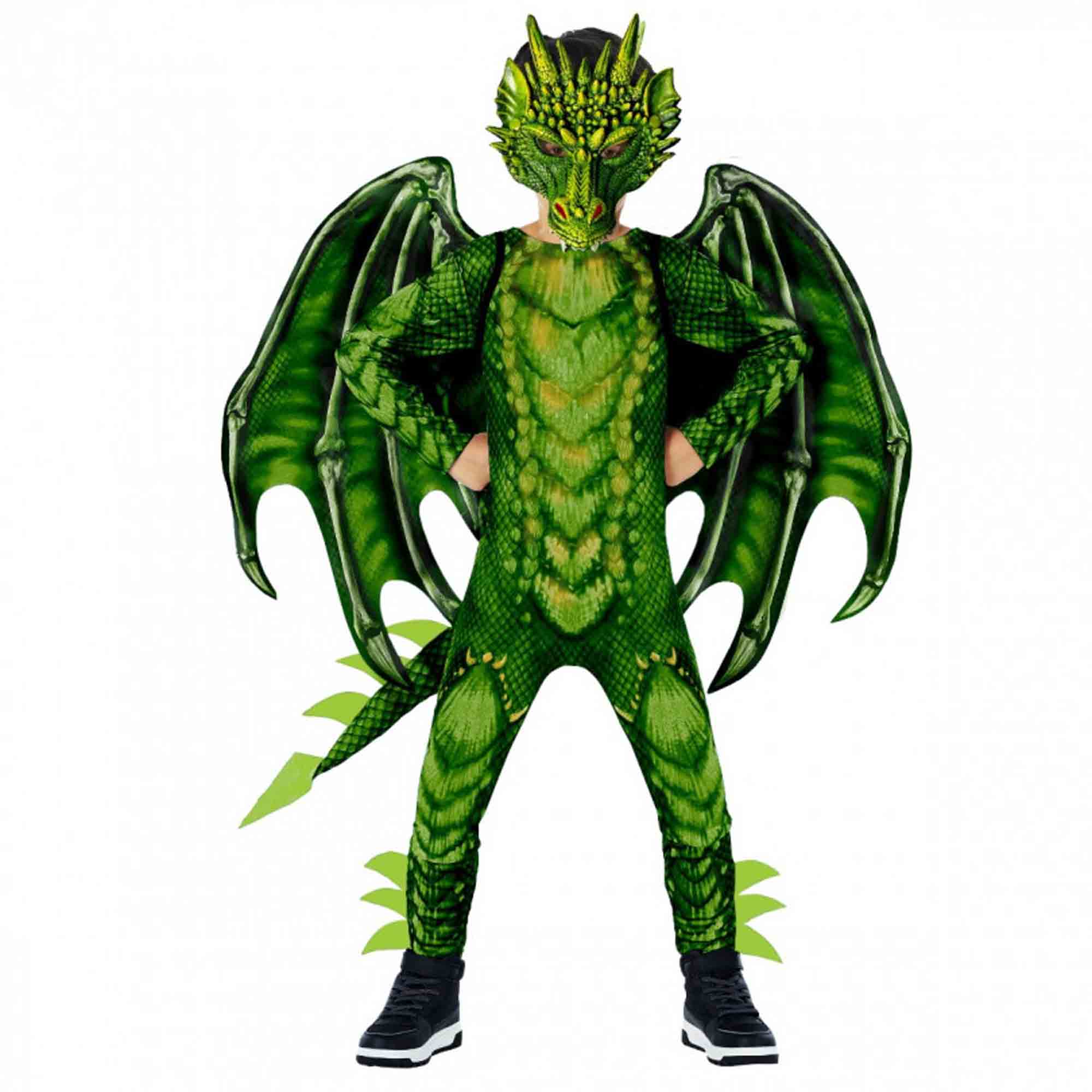 Green Dragon Jumpsuit Kids Costume 12-14 Years