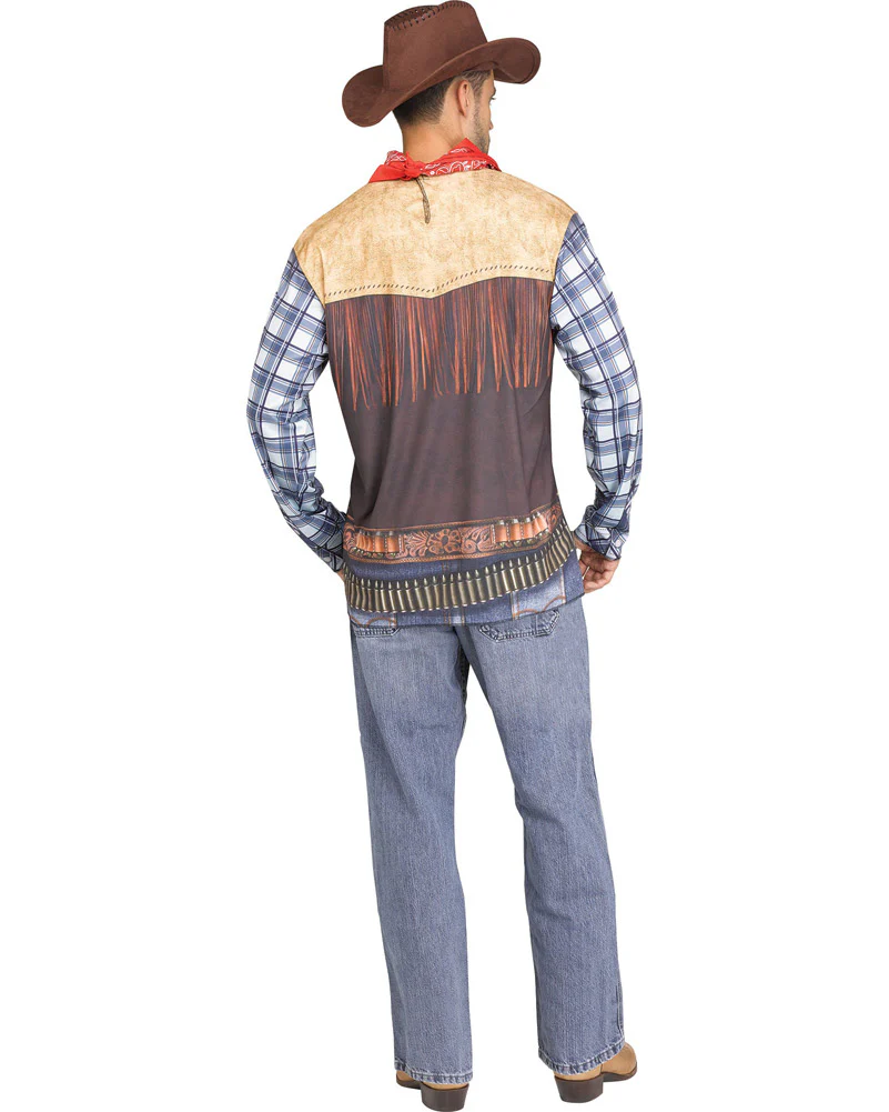 Cowboy Mens Shirt Hat and Bandana Kit - Image 2