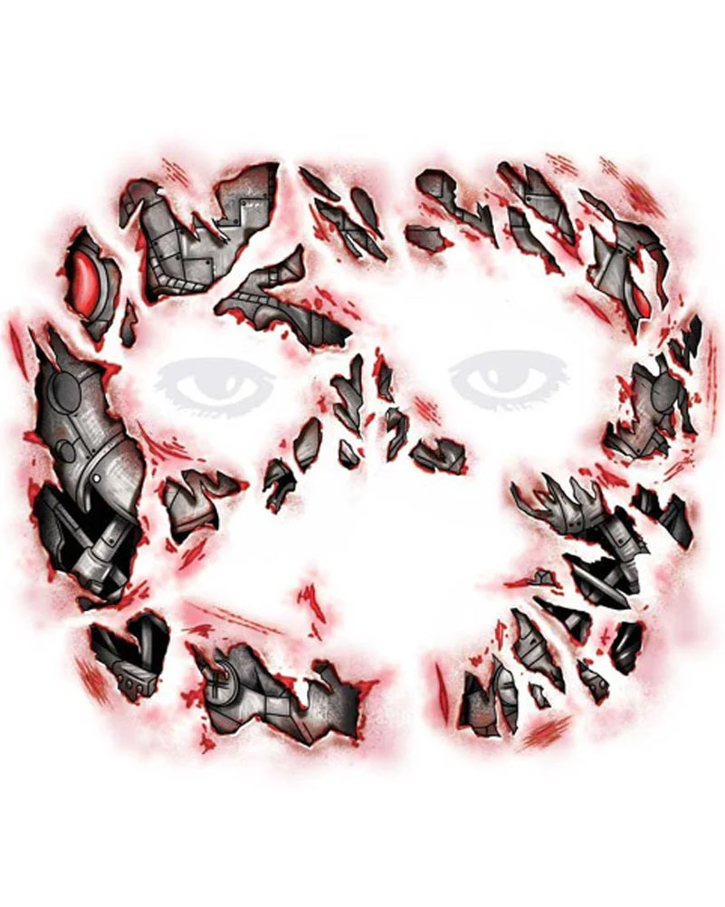Cyborg Full Face FX Tattoo - Image 2