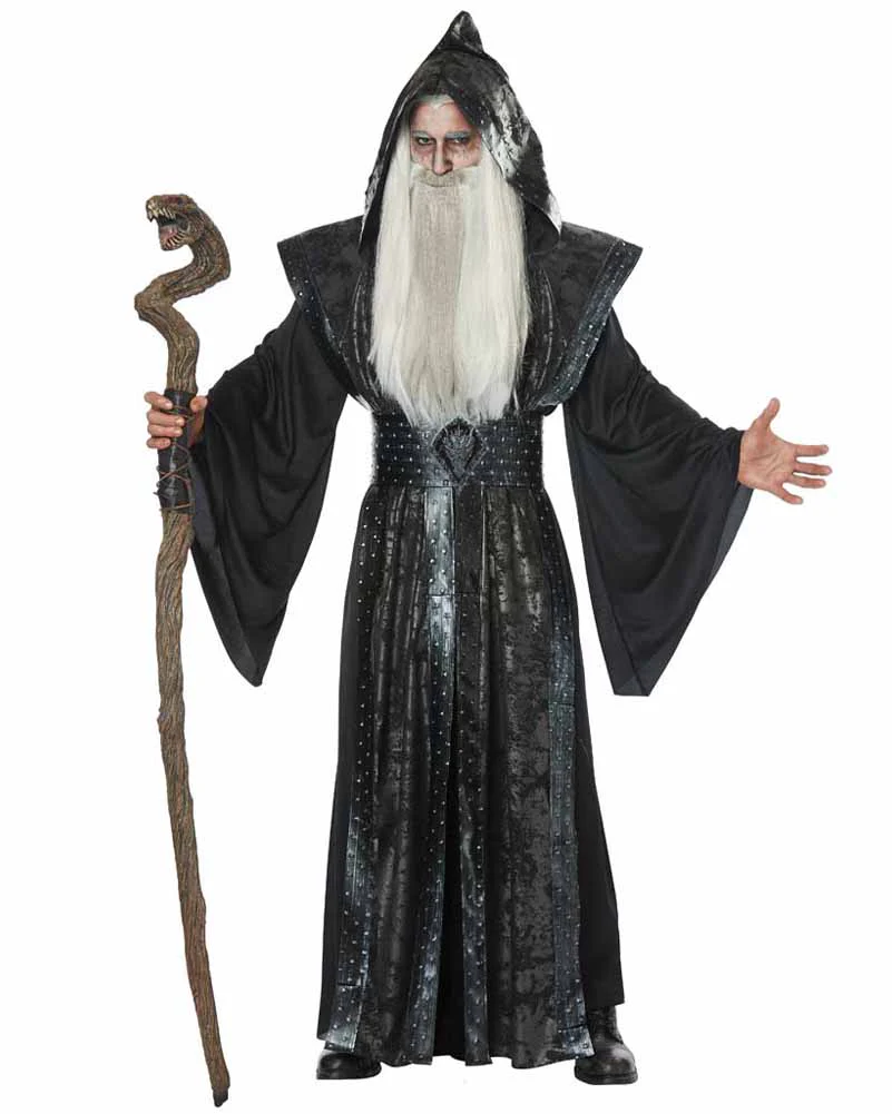Dark Wizard Long Grey Wig and Beard - Image 2