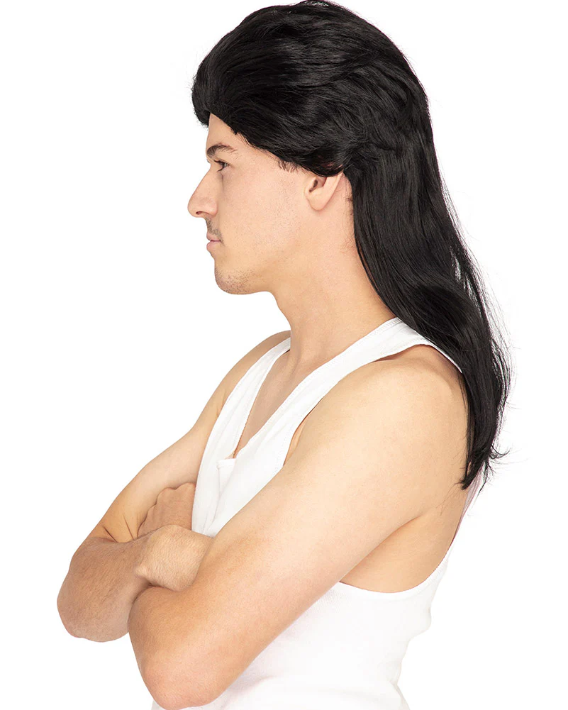 Deluxe Black Mullet Wig - Image 2