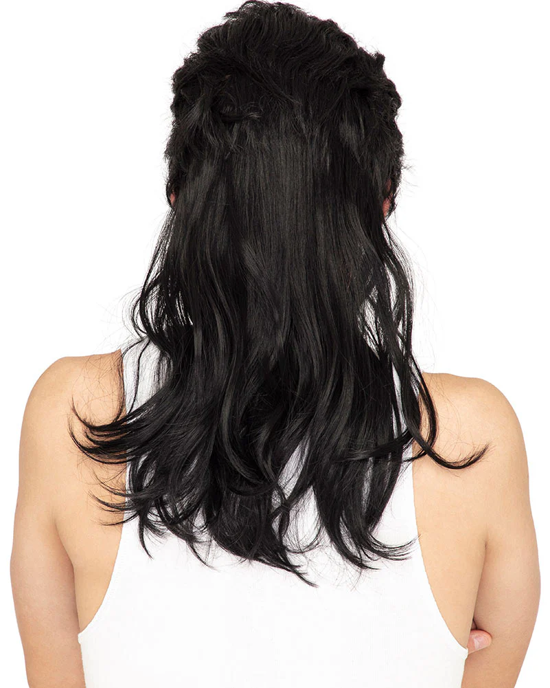 Deluxe Black Mullet Wig - Image 3