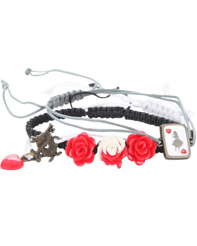 Disney Alice in Wonderland Rose and Cards Bracelets Set