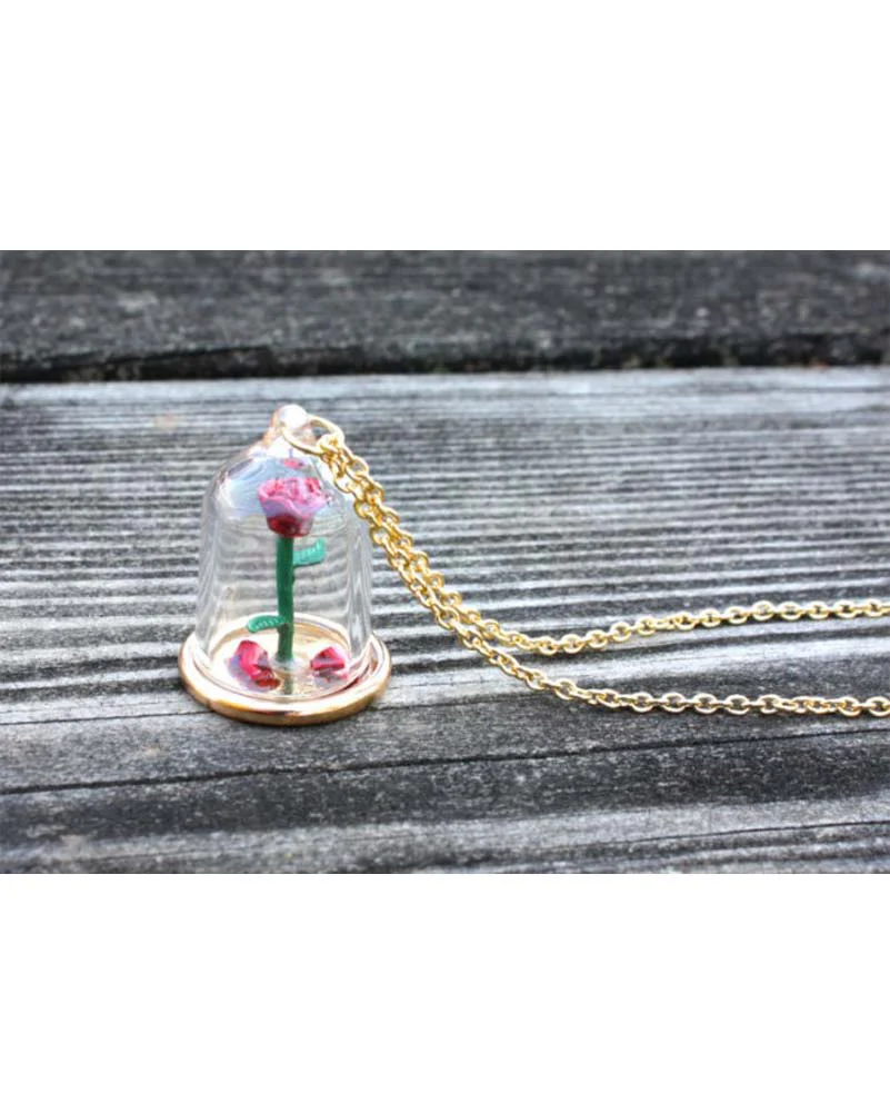 Disney Beauty and the Beast Enchanted Rose Necklace