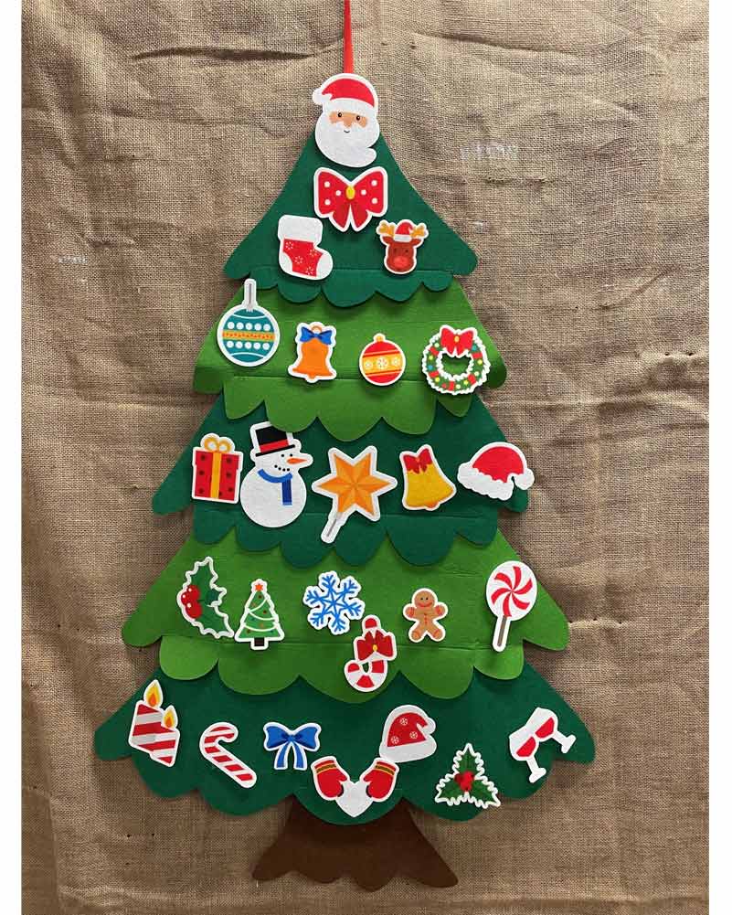 Diy Felt Wall Christmas Tree with Decorations 1m - Image 2