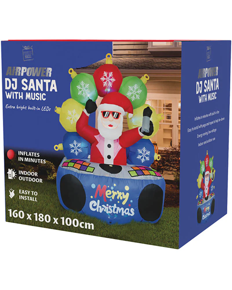 DJ Santa with Music Christmas Lawn Inflatable 1.8m - Image 3