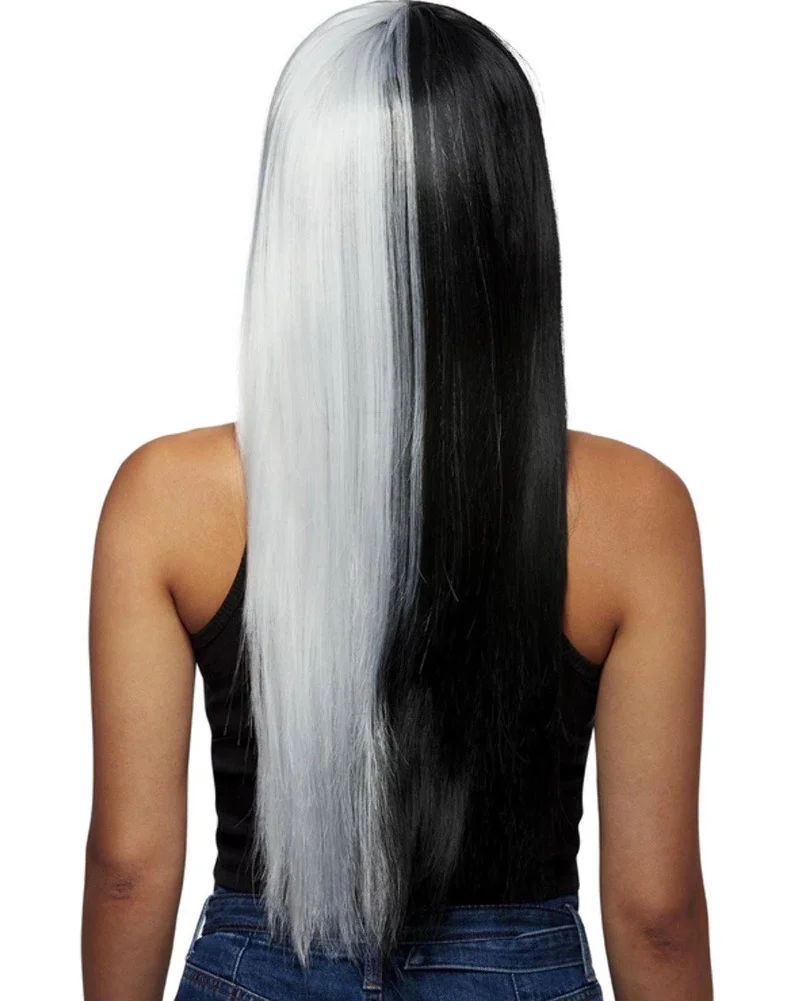 Downtown Long Black and White Wig - Image 2