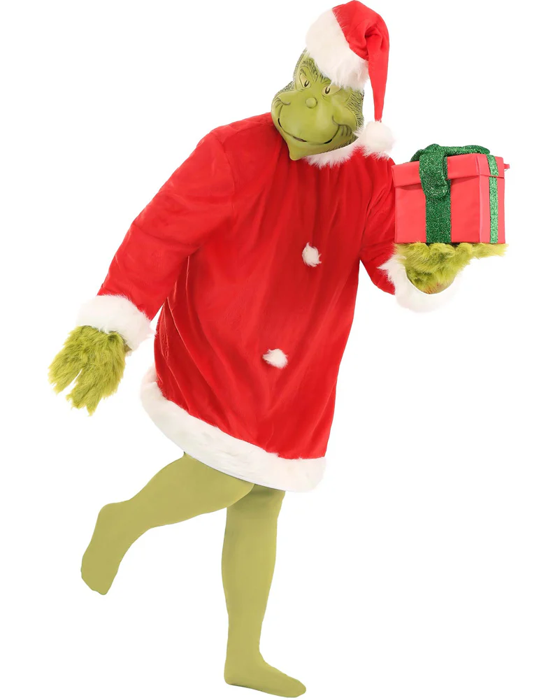 Dr Seuss The Grinch Santa Deluxe Mens Plus Size Book Week Costume - Image 3