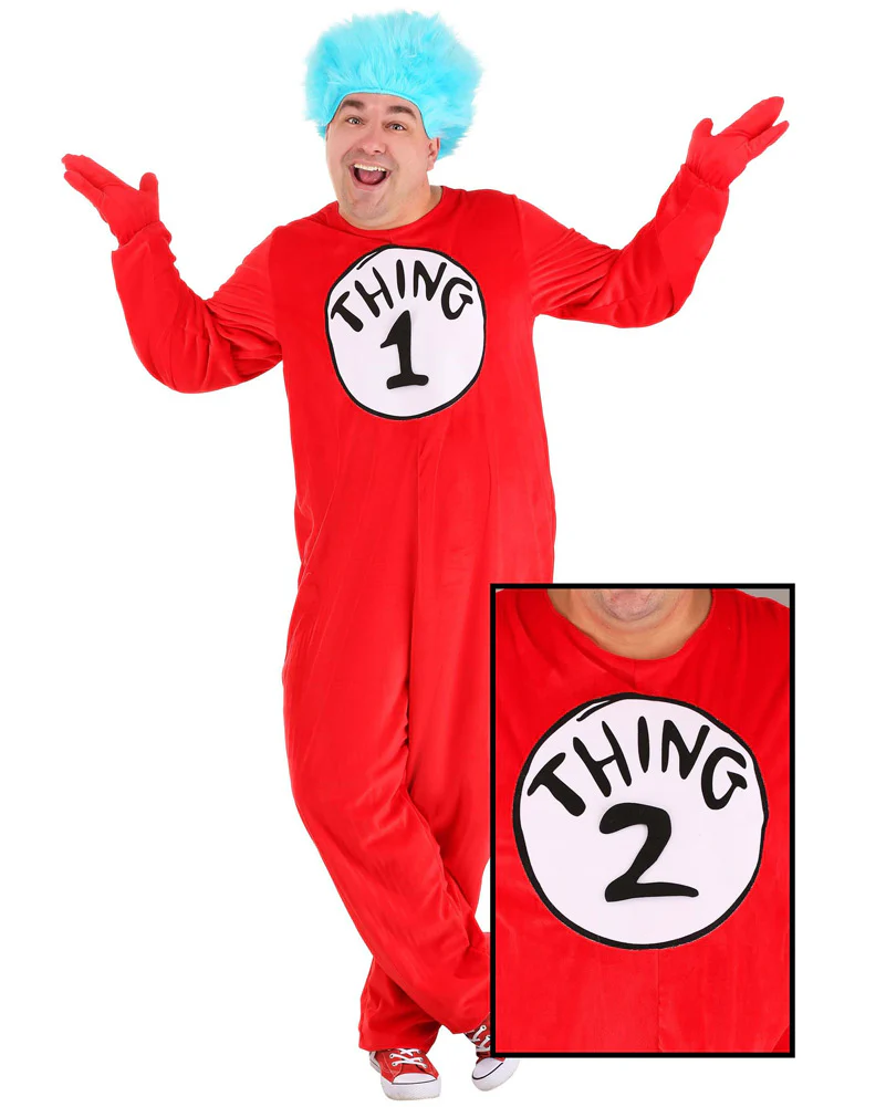 Dr Seuss Thing 1 or 2 Deluxe Adult Plus Size Book Week Costume