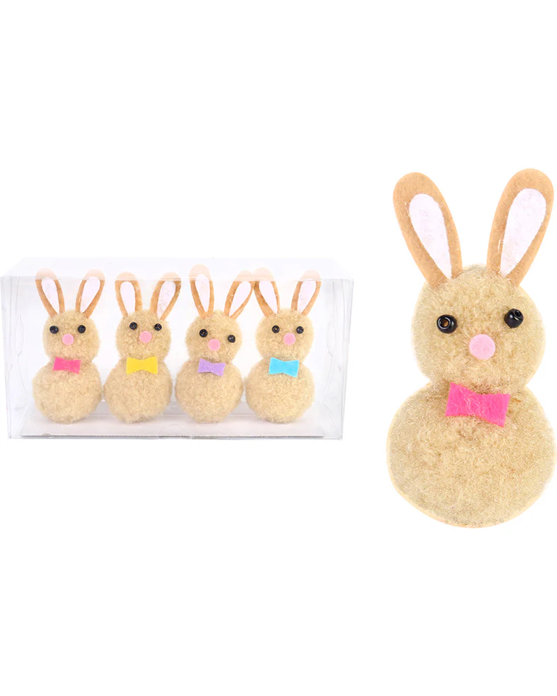 Easter Bunny With Bow 6cm Pack of 4