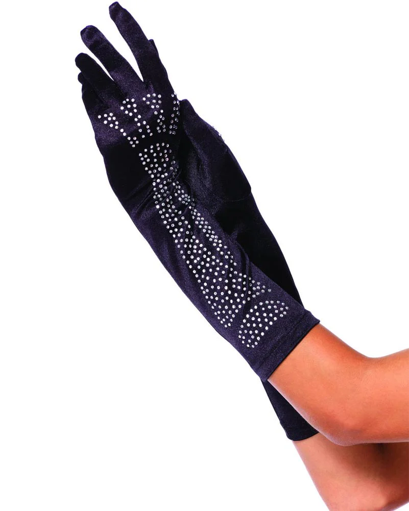 Elbow Length Rhinestone Bone Gloves - Image 2