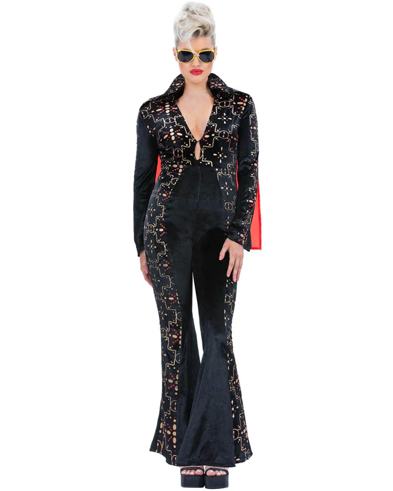 Elvis Black Rhinestone Womens Costume - Image 3