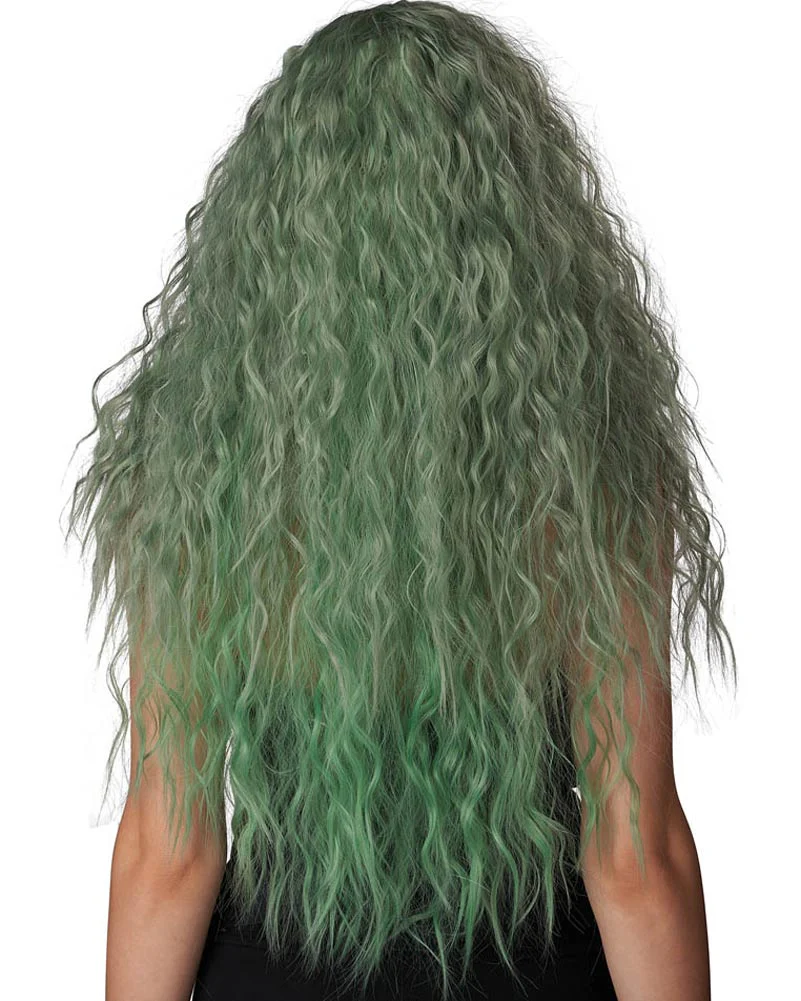 Enchanted Waves Long Curly Green Wig - Image 4