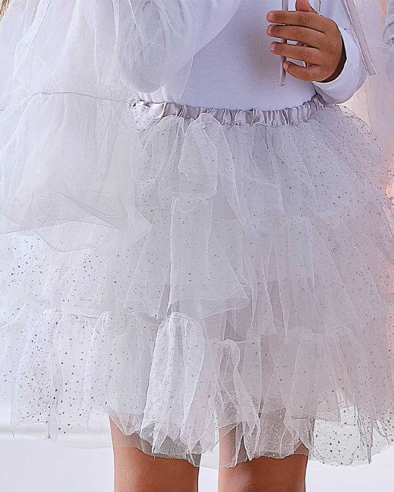 Fairy Princess White & Silver Sparkle Tutu 5-7 Years - Image 2